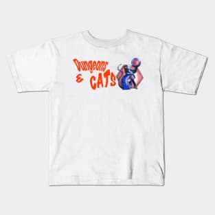 Dungeons and cats and a D20 Kids T-Shirt